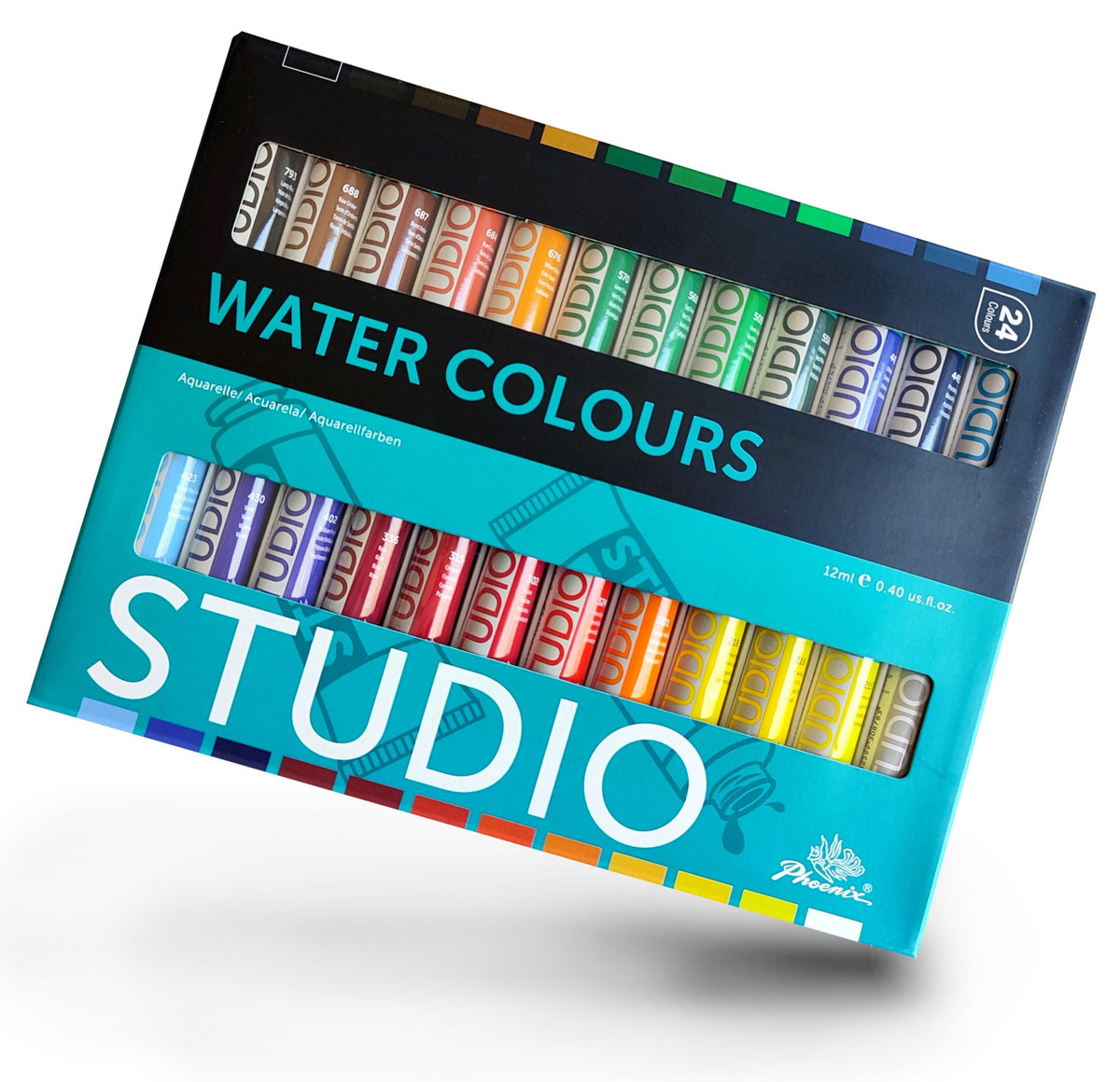 Phoenix Watercolor Paint Set, 12–24 x 12 ml