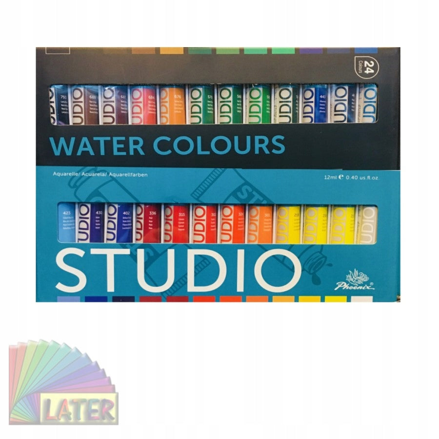 Phoenix Watercolor Paint Set, 12–24 x 12 ml
