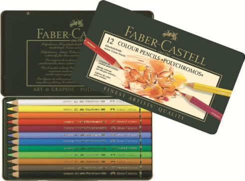 Polychromos Colored Pencils Set of 12, Tin