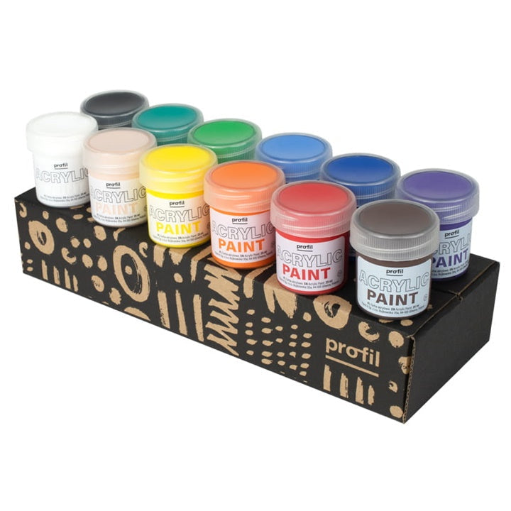 Profil Acrylic Paint Set, 12 x 25 ml, Basic Colors
