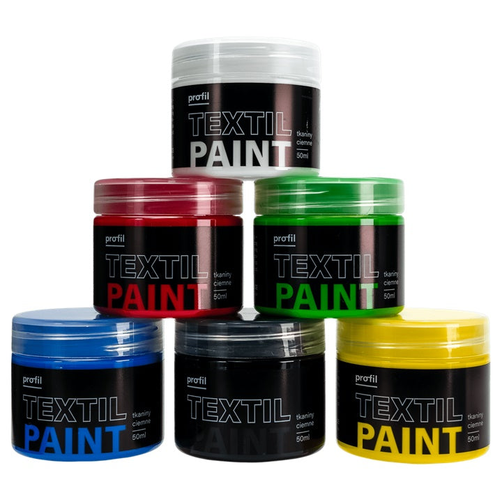 Profil Fabric Paint Set for Dark Fabrics, 6 x 50 ml
