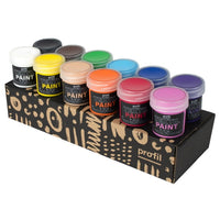 Profil Fabric Paint Set for Dark Fabrics, Basic Shades, 12 x 25 ml