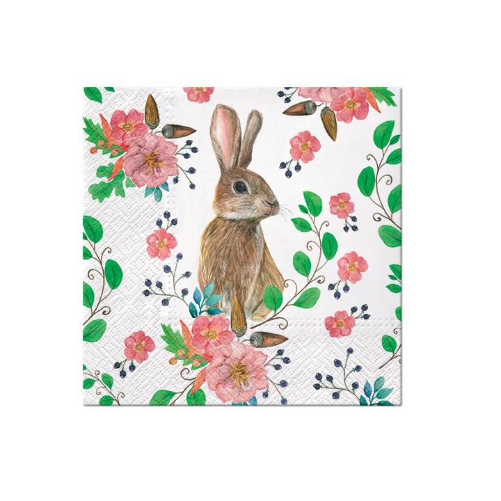 Rabbit Berries Decoupage Napkins - 1 pc