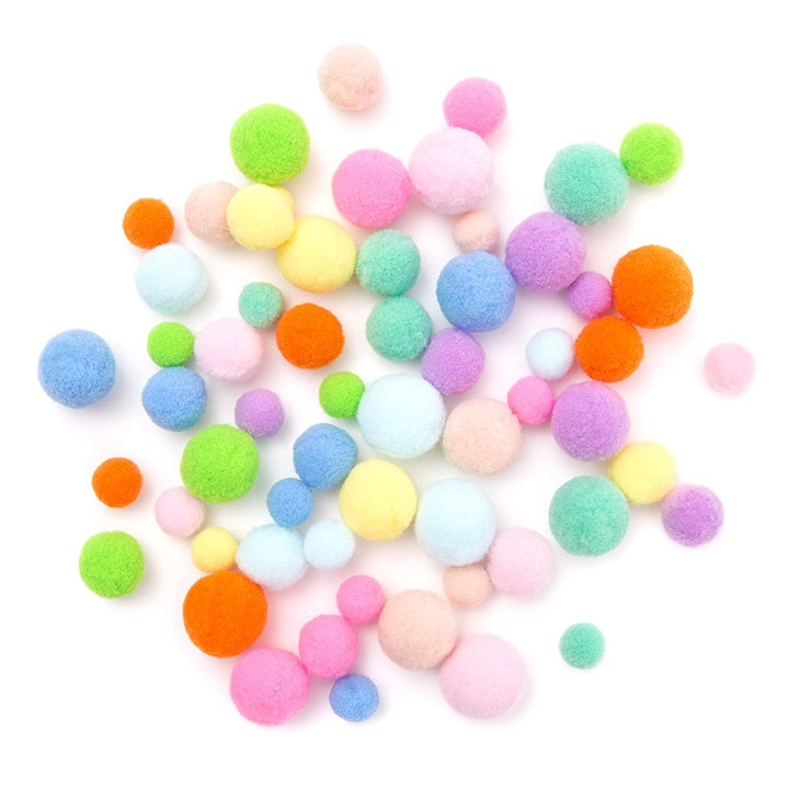 Rainbow Plush Pom-Poms / 60 pcs — image 1