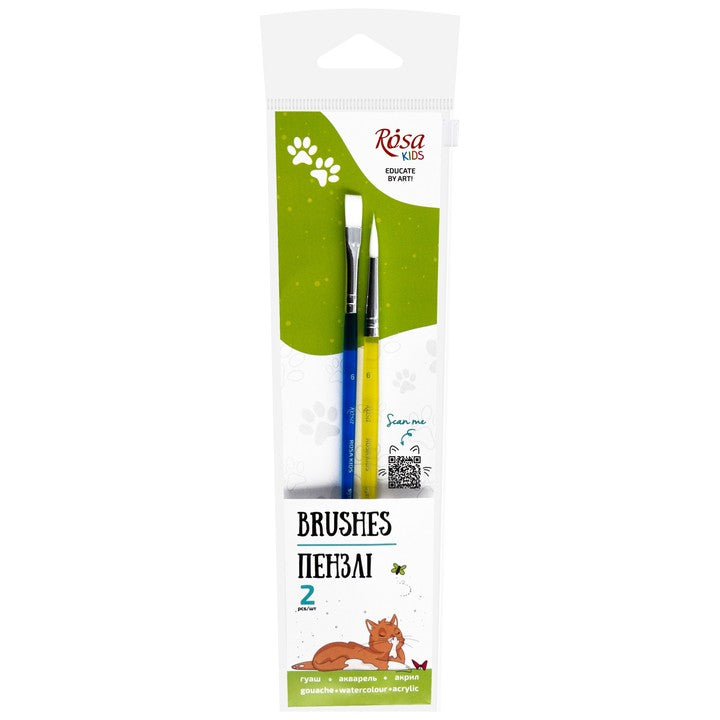 ROSA Kids Set of 2 Synthetic Brushes, Round Brush No. 6, Flat Brush No. 6 — image 1
