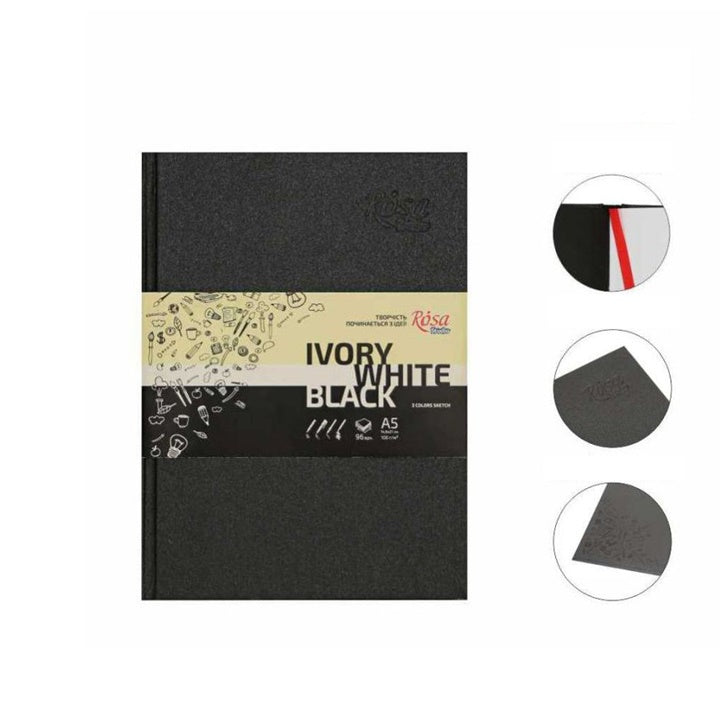 Rosa Studio Ivory Sketch Pad, White and Black Pages, A5