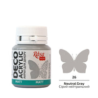 ROSA TALENT Decorative Acrylic Paint, MATT, 20 ml – Neutral Gray matte