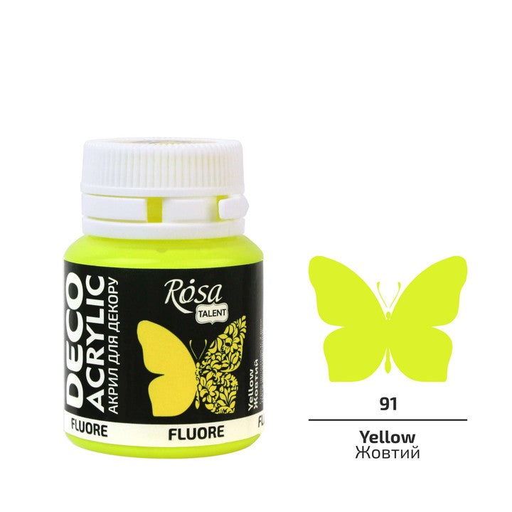 ROSA Talent Fluorescent Acrylic Paint, 20 ml – 91 Yellow