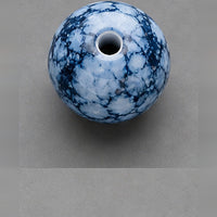 Round Marbled Glass Beads 8 mm – 15 pcs – dark blue