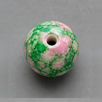 Round Marbled Glass Beads 8 mm – 15 pcs – green-pink