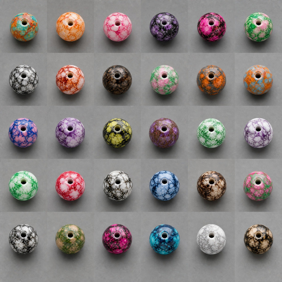 Round Marbled Glass Beads 8 mm – 15 pcs