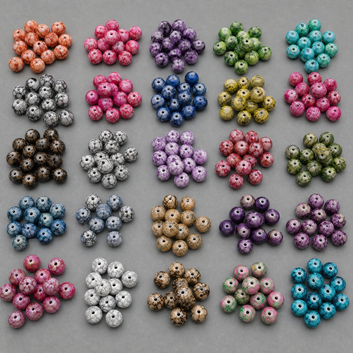 Round Marbled Glass Beads 8 mm – 15 pcs
