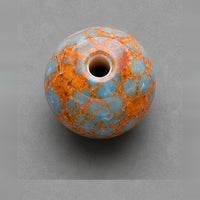 Round Marbled Glass Beads 8 mm – 15 pcs – orange-blue