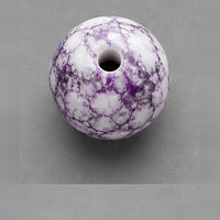 Round Marbled Glass Beads 8 mm – 15 pcs – purple-white