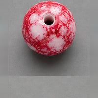 Round Marbled Glass Beads 8 mm – 15 pcs – raspberry-white