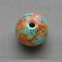 Round Marbled Glass Beads 8 mm – 15 pcs – turquoise-orange