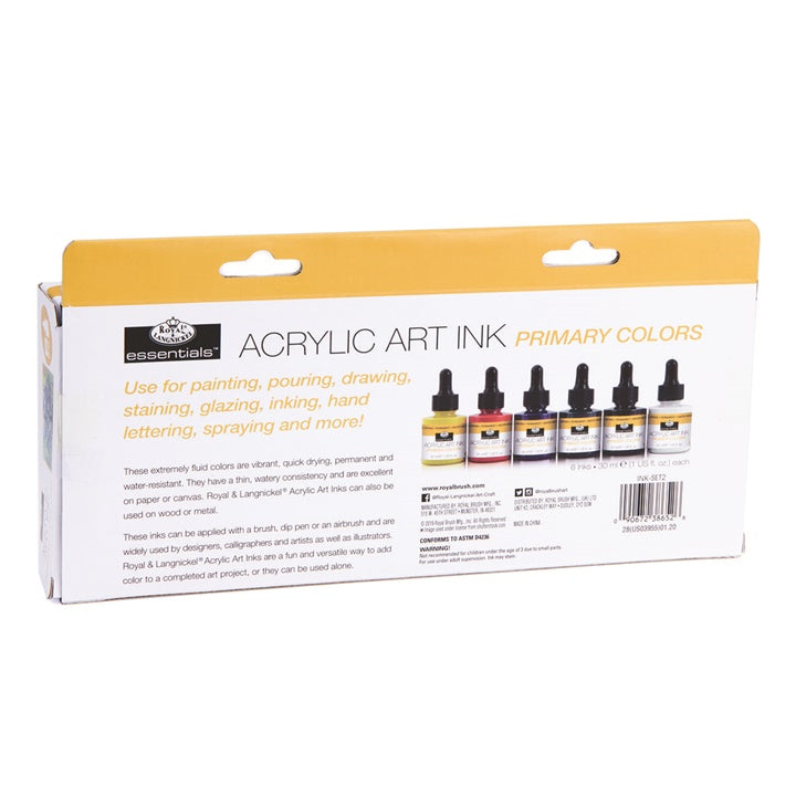 Royal & Langnickel Acrylic Ink, Basic Colors, 6 x 30 ml