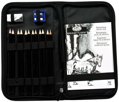Royal & Langnickel Graphite Sketching Set in Pencil Case, Set of 16 Pieces