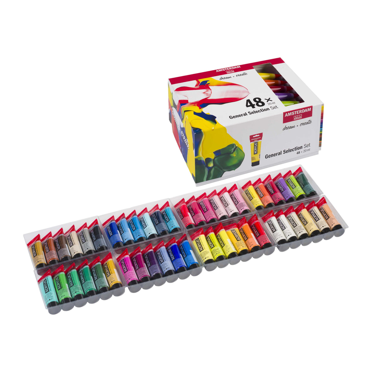 ROYAL TALENS Amsterdam Acrylic Paint Set General Selection 48 x 20 ml