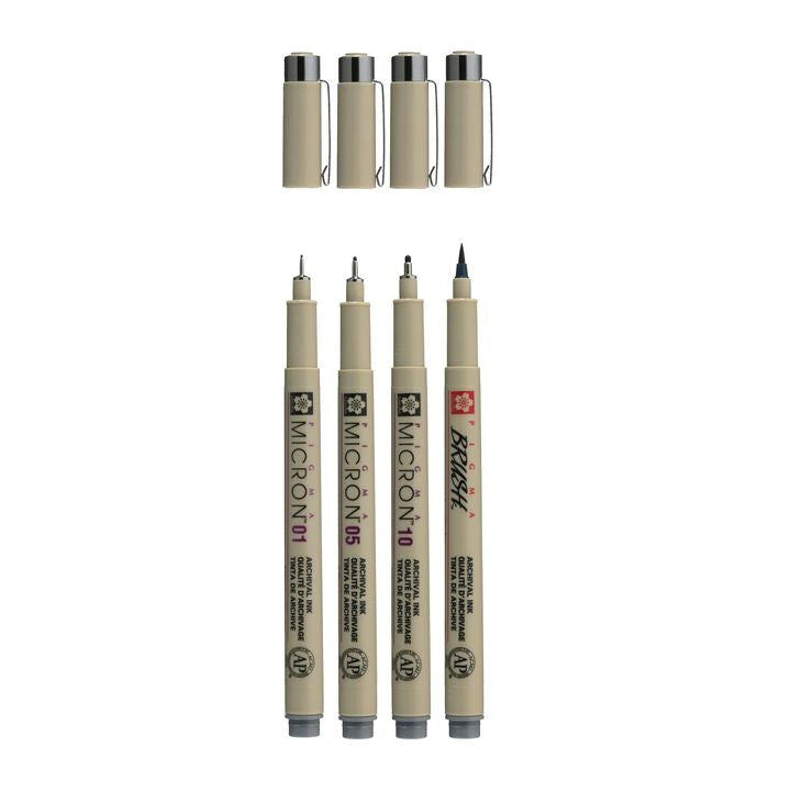 Sakura Pigma Micron Set of 3 Fineliners and Brush Pen, image 2