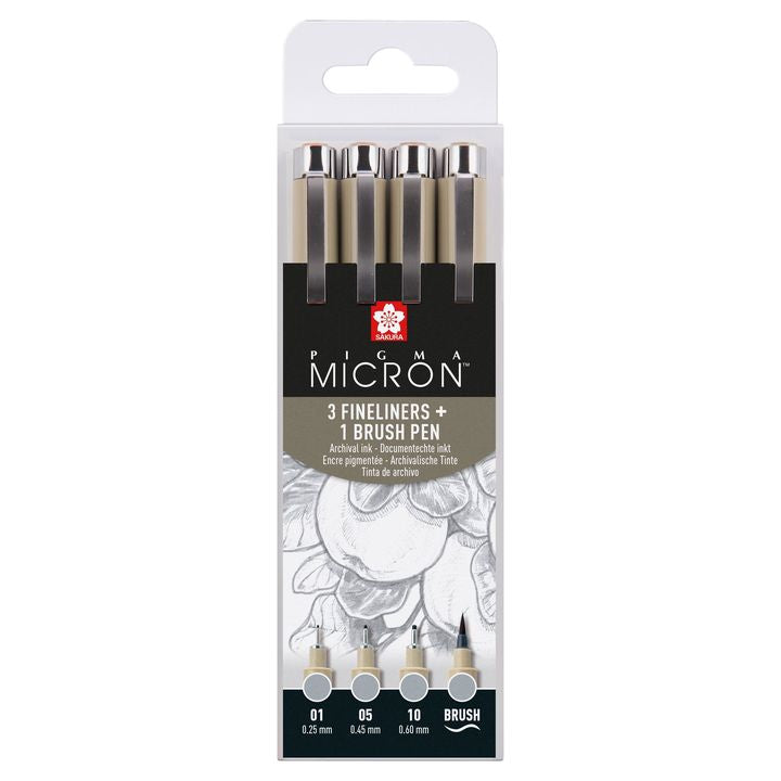 Sakura Pigma Micron Technical Pen Set, 3 Fineliners and Brush Pen - image 1