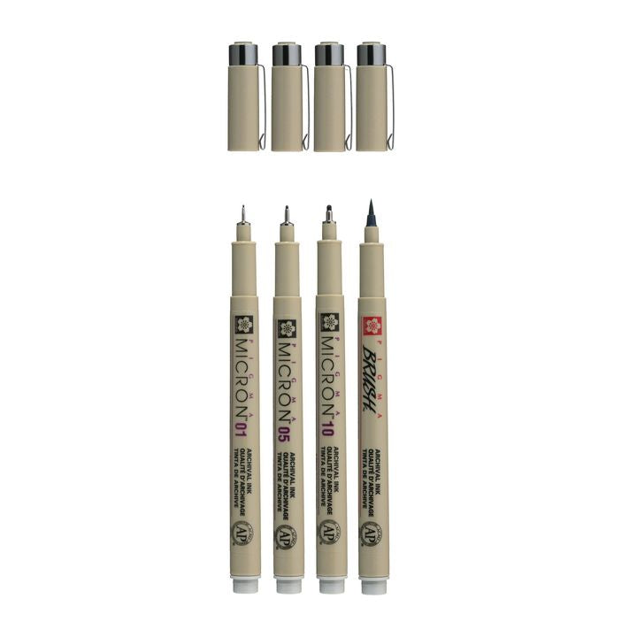Sakura Pigma Micron Technical Pen Set, 3 Fineliners and Brush Pen - image 2
