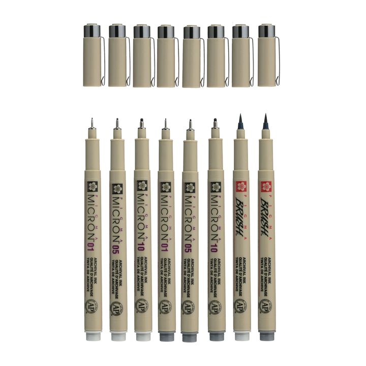 Sakura Pigma Micron Technical Pens, Gray Shades, Set of 8 — image 2