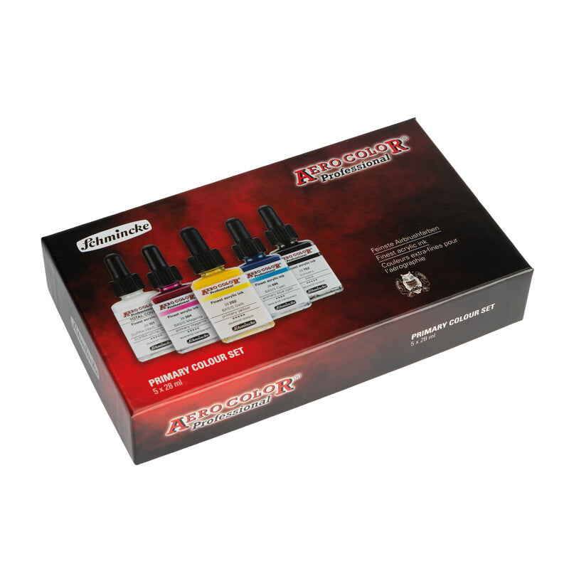 Schmincke AERO COLOR Acrylic Ink Set - Primary Colors, 5 x 28 ml