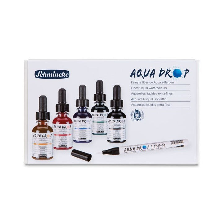 Schmincke AQUA DROP Watercolors, Set of 5 x 30 ml + Brush Pen