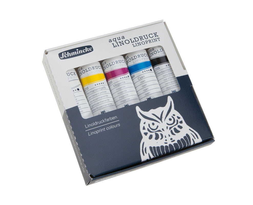 Schmincke aqua-LINOPRINT Linoleum Printing Ink Set - 5 x 20 ml