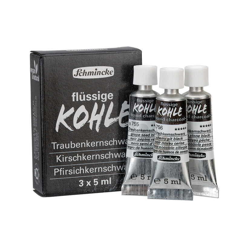 Schmincke Liquid Charcoal Trio Set - 3 pcs