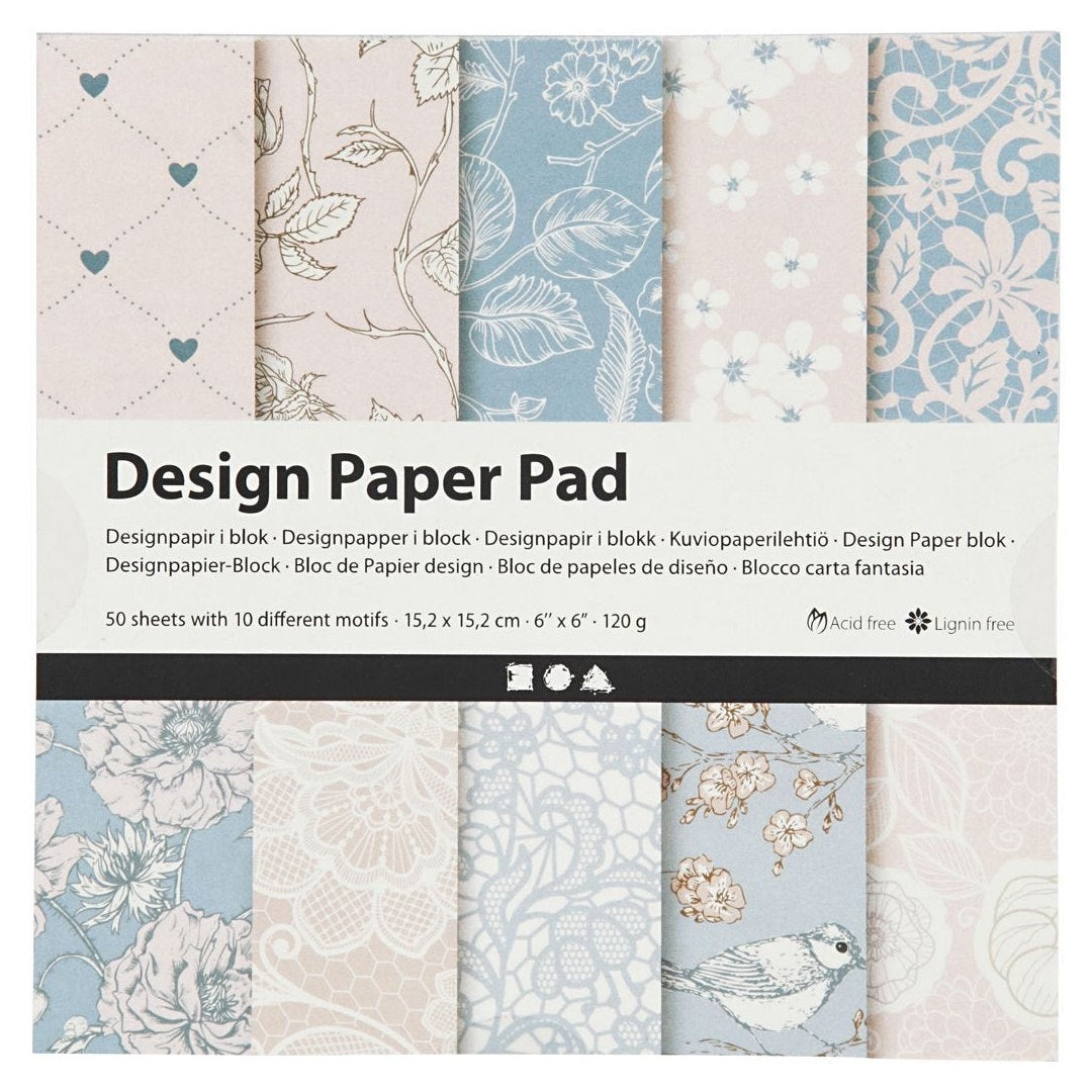 Scrapbooking Paper, Rose / 15.2 x 15.2 cm - 50 Sheets