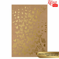 Scrapbooking Paper with Metallic Elements A4, golden butterflies