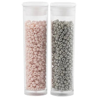 Seed Beads 1.7 mm, Set of 2x7 g – Light Gray with Pink