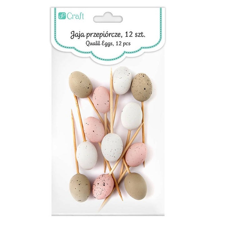 Set of 12 Small Colorful Eggs on Picks | various colors — image 1