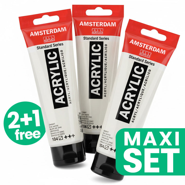 Set of 3 Amsterdam Acrylic Paints – 2 + 1 Free | Titanium White - image 1