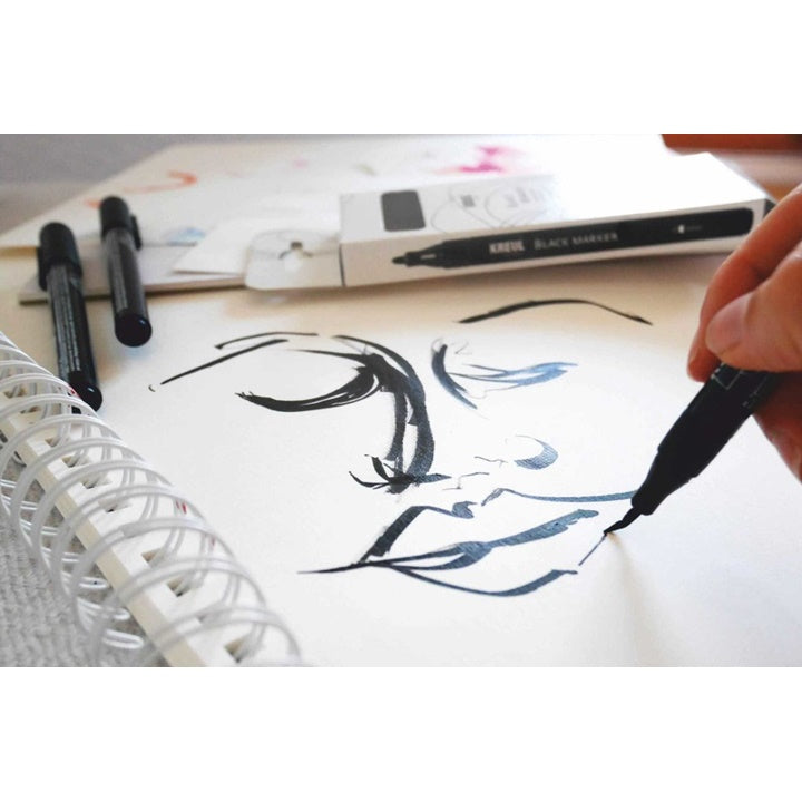 Set of 4 Black Markers with Different Tips — image 4