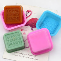 Silicone Casting Mold, Square + 100% Hand Made Text — image 1