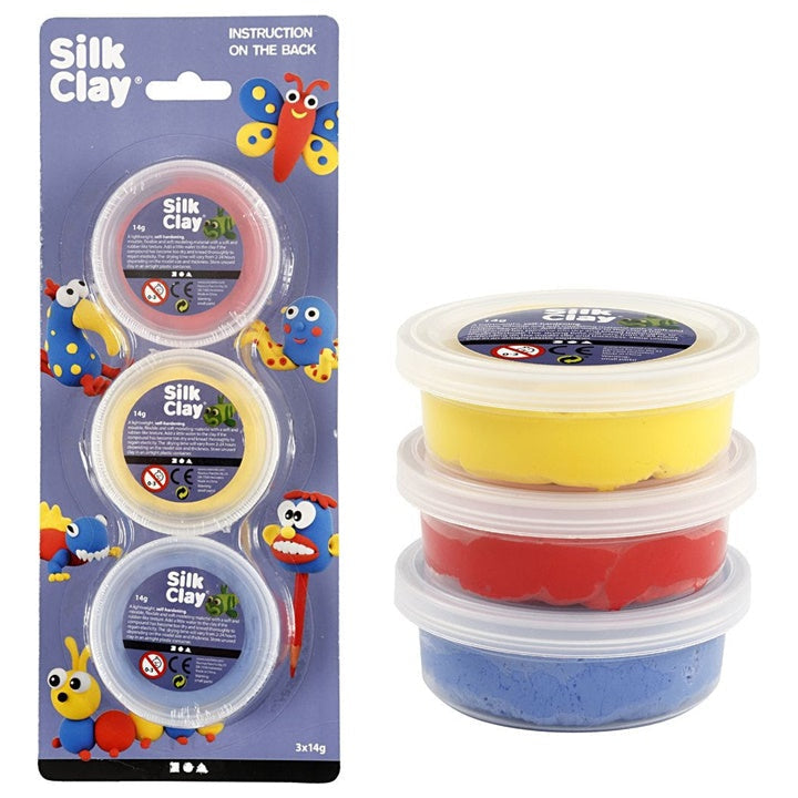 Silk Clay Modeling Clay, Yellow, Blue, Red