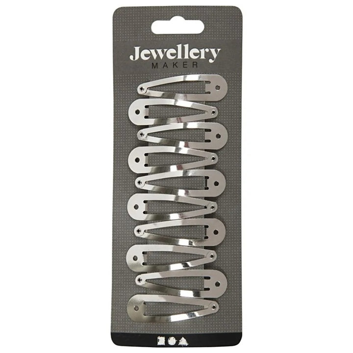 Silver Hair Clips with a Hole for Decorations, 10 pcs, image 2