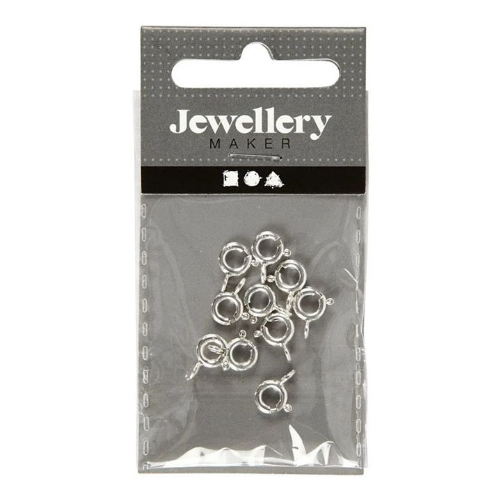 Silver Spring Ring Clasps for Jewelry, 6 mm, Set of 10 — image 1