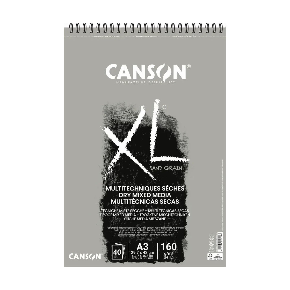 Sketching Pad CANSON XL Touch Grey 160 g/m² A4 – A3 - 40 sheets