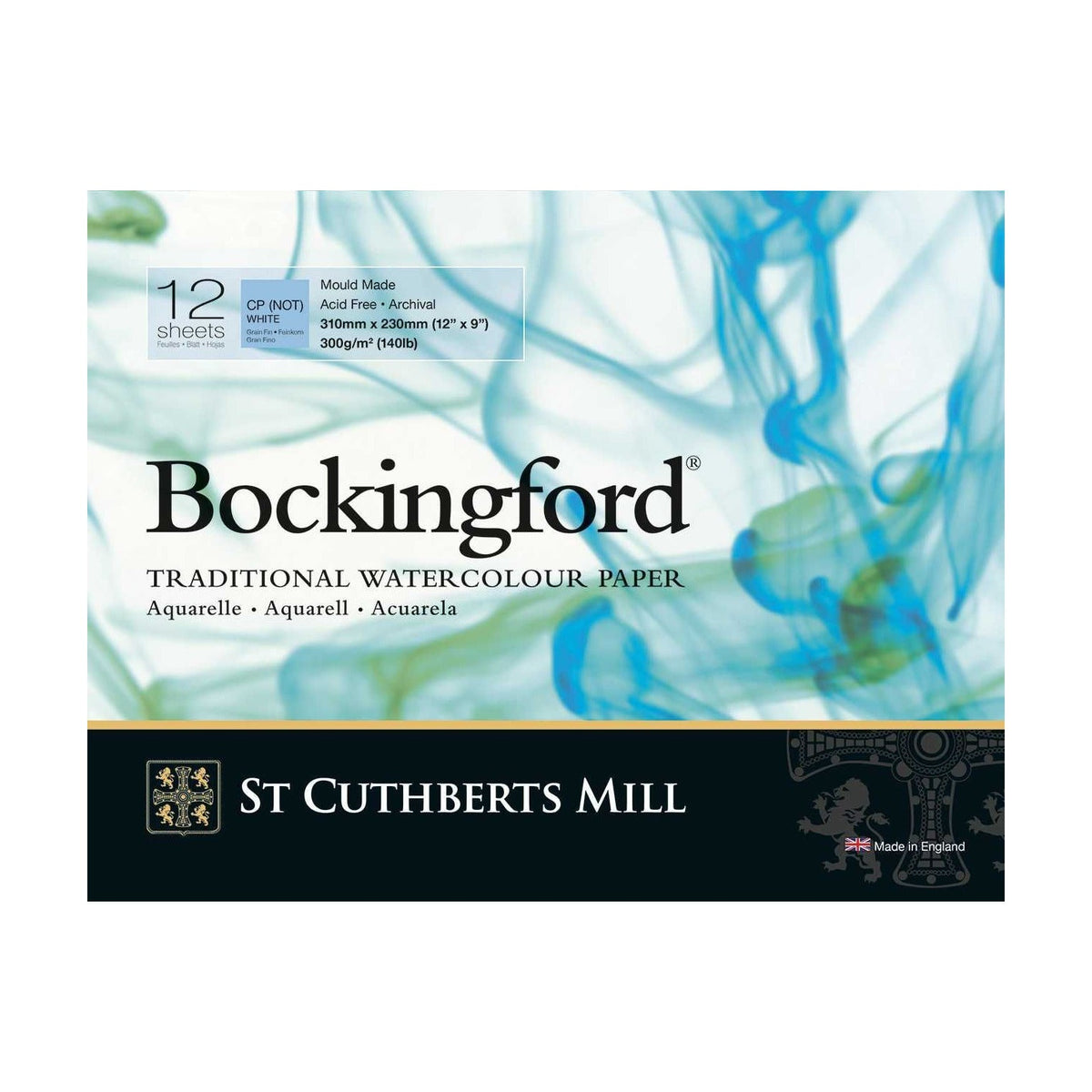 St Cuthberts Mill Bockingford Watercolor Pad Cold Pressed White 300 gsm 12 Sheets - Various Sizes
