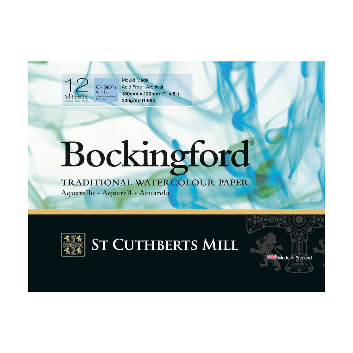 St Cuthberts Mill Bockingford Watercolor Pad Cold Pressed White 300 gsm 12 Sheets - Various Sizes