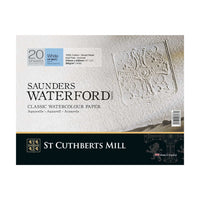 St Cuthberts Mill Saunders Waterford CP White 300 g/m² 20 Sheets Watercolour Block – 26 – 51 cm