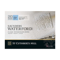 St Cuthberts Mill Saunders Waterford CP White 300 g/m² 20 Sheets Watercolour Block – 26 – 51 cm