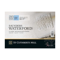 St Cuthberts Mill Saunders Waterford CP White 300 g/m² 20 Sheets Watercolour Block – 26 – 51 cm