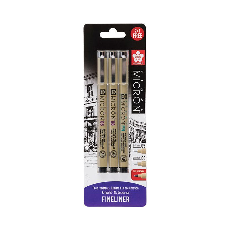 Technical Pen Set Sakura Pigma Micron - 3 pcs