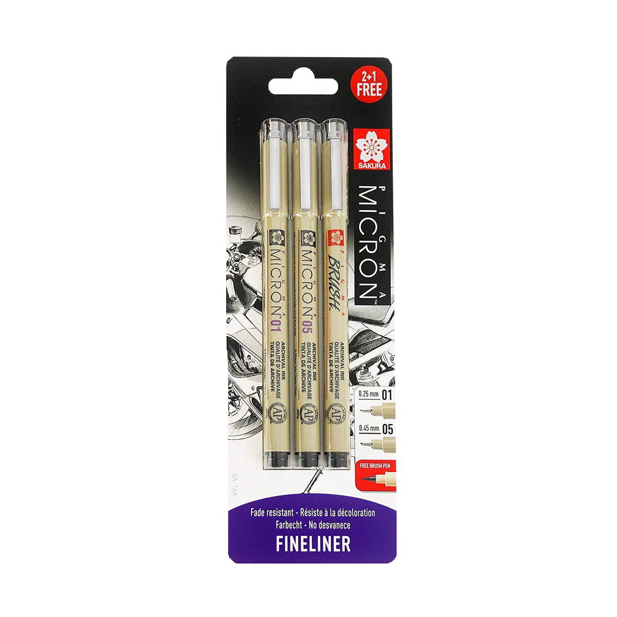 Technical Pen Set SAKURA Pigma Micron Black - 3 pcs