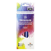 Triocolor Triangular Colored Pencils with Sharpener, Set of 12